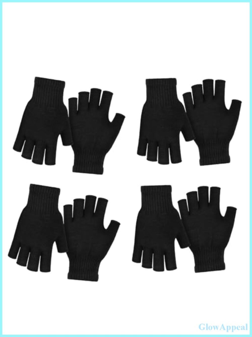 4 Pairs Fingerless Winter Gloves for Typing, Driving, Running - Half Finger,